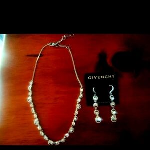 GIVENCHY Silver  Tone Statement  Necklace & Drop Earrings Set